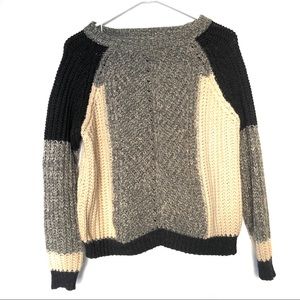 Urban Day Color Block Chunky Knit Sweater